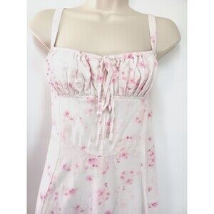 Sim & Sam Floral Linen Blend Maxi Milkmaid Dress Basque Cottagecore Fairy Sz M